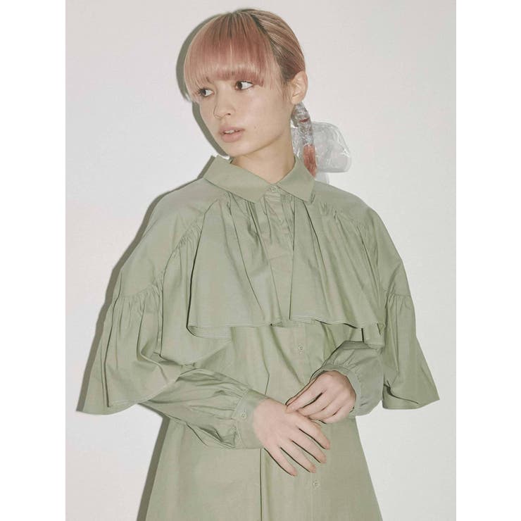ケープシャツワンピース[品番：MKSW0042564]｜merry jenny
