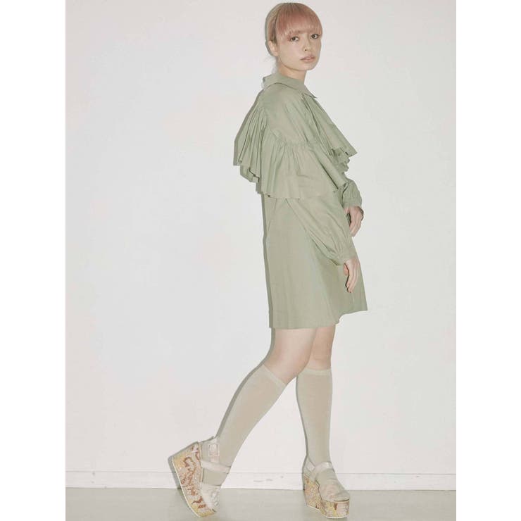 ケープシャツワンピース[品番：MKSW0042564]｜merry jenny
