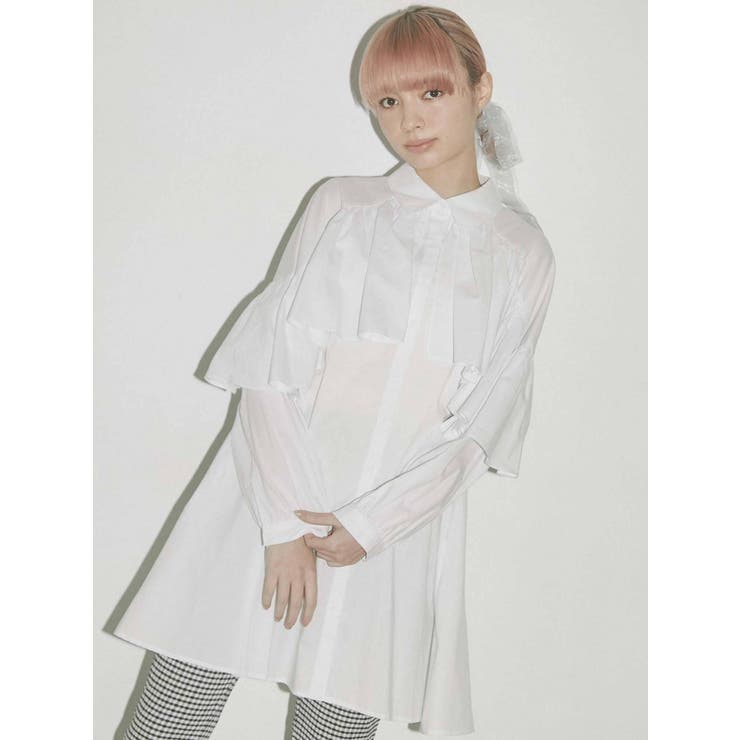 オフホワイト | ケープシャツワンピース | merry jenny