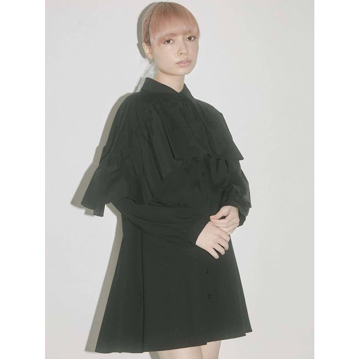 ブラック | ケープシャツワンピース | merry jenny