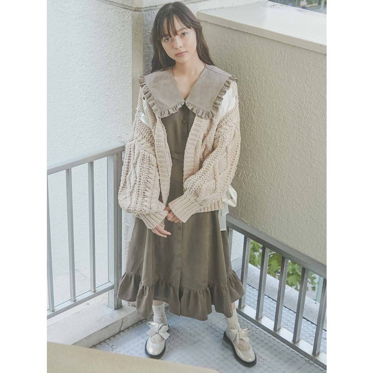 Bigフリルカラー2wayワンピース[品番：MKSW0041603]｜merry