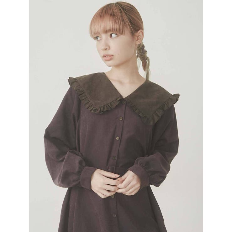 ガーゼフリルカラーワンピース[品番：MKSW0052249]｜merry jenny