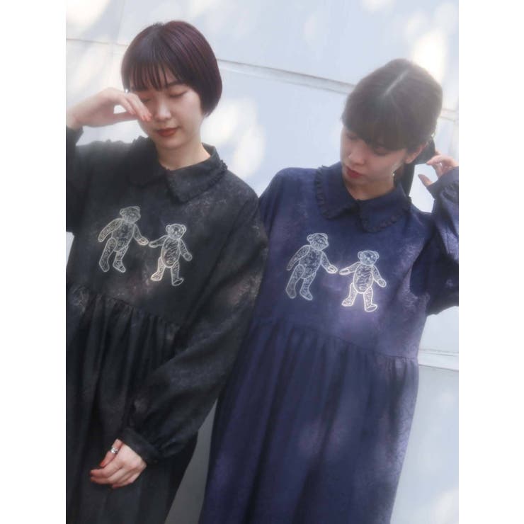 ロングbearジャガードシャツワンピース[品番：MKSW0041482]｜merry