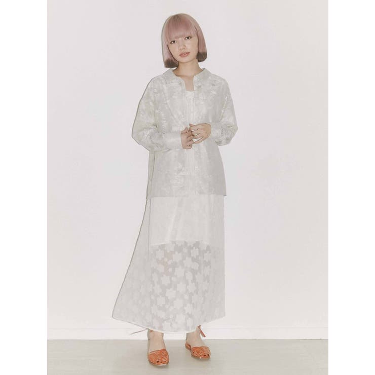 merry jenny fog lace sheer shirt（ブラウン） -ファッション