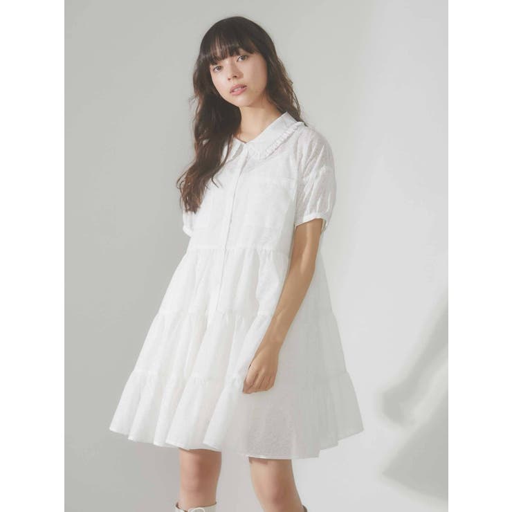 flowerコットンティアードミニワンピース[品番：MKSW0044235]｜merry
