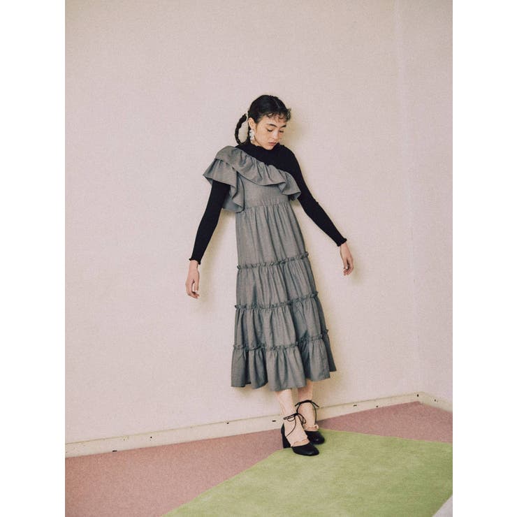 ワンショルダーティアードワンピース[品番：MKSW0045828]｜merry jenny