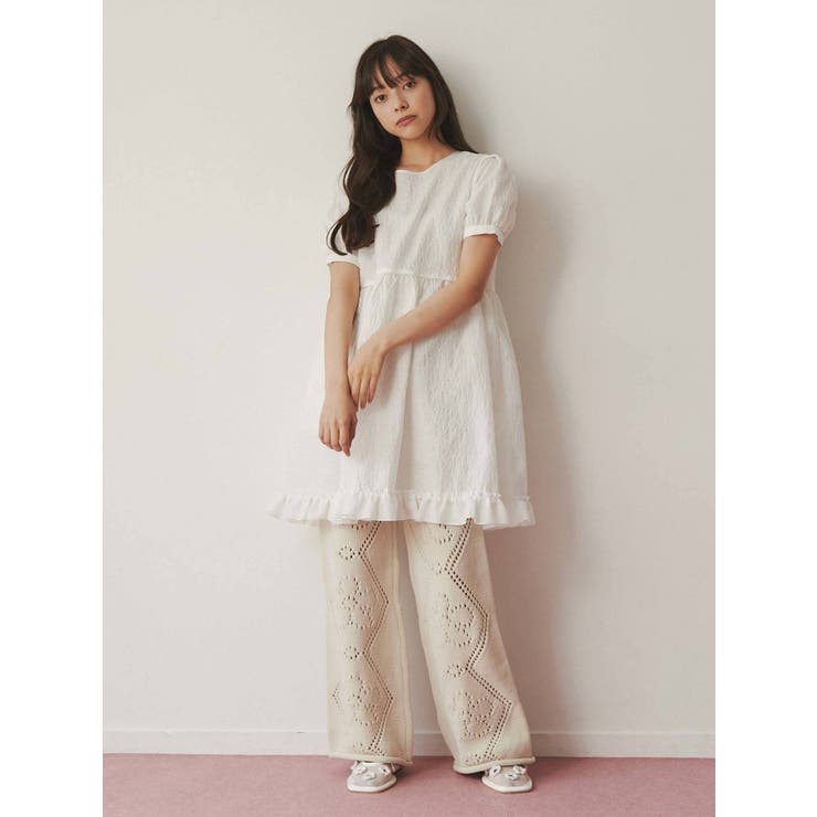flowerジャガードミニワンピース[品番：MKSW0046566]｜merry