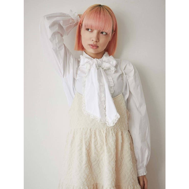 フリルリボンボウタイブラウス[品番：MKSW0046064]｜merry jenny
