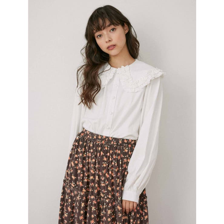 フリルカラーパフスリーブブラウス[品番：MKSW0045780]｜merry jenny