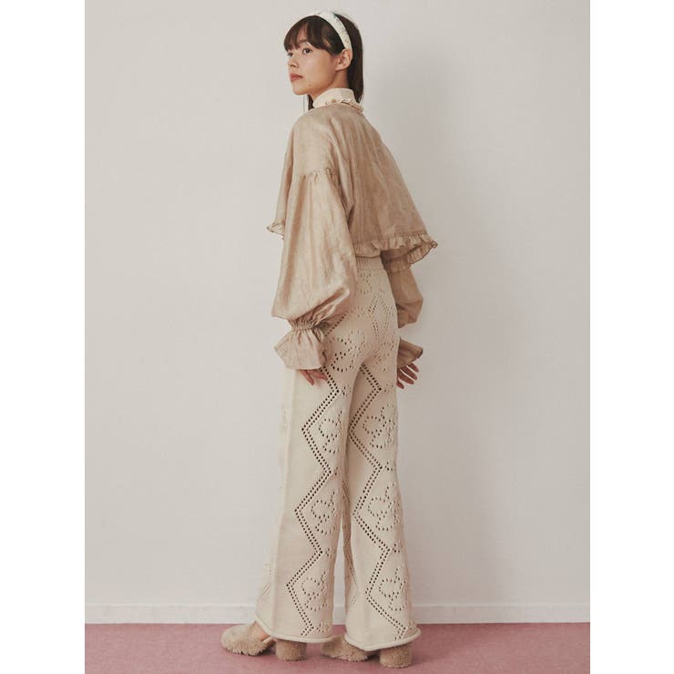 floralショートブラウス[品番：MKSW0046755]｜merry jenny