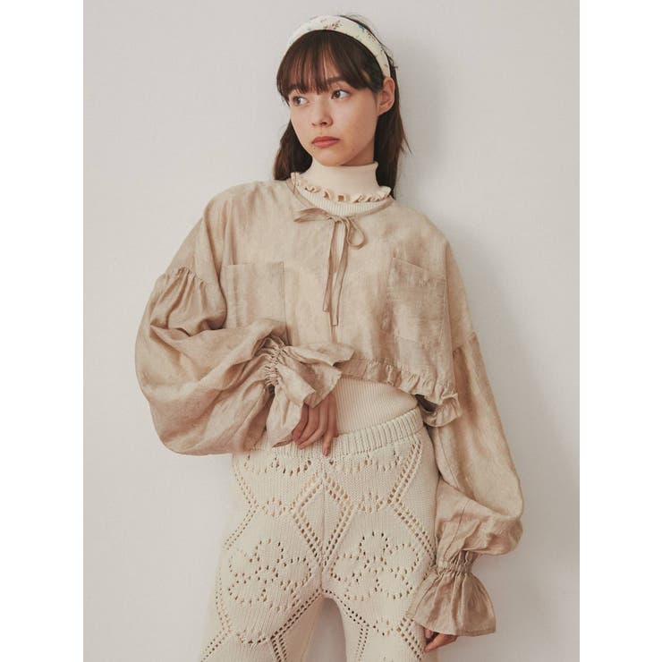 floralショートブラウス[品番：MKSW0046755]｜merry jenny