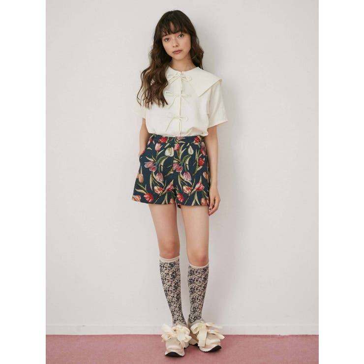 merry jenny flowerニットショートパンツ merry jenny（メリージェニー）の「flowerニットショートパンツ