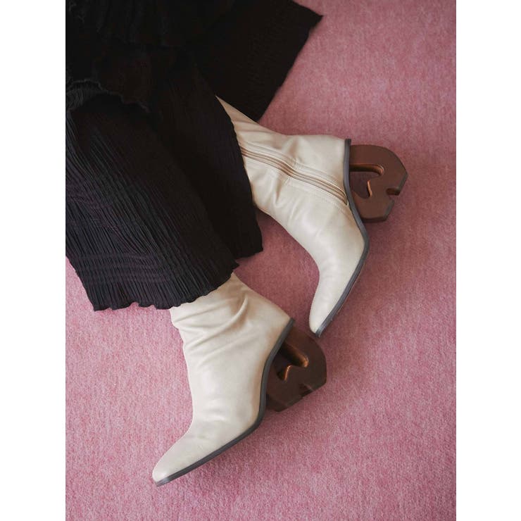 ブラウン】heart wood heel boots[品番：MKSW0045791]｜merry jenny