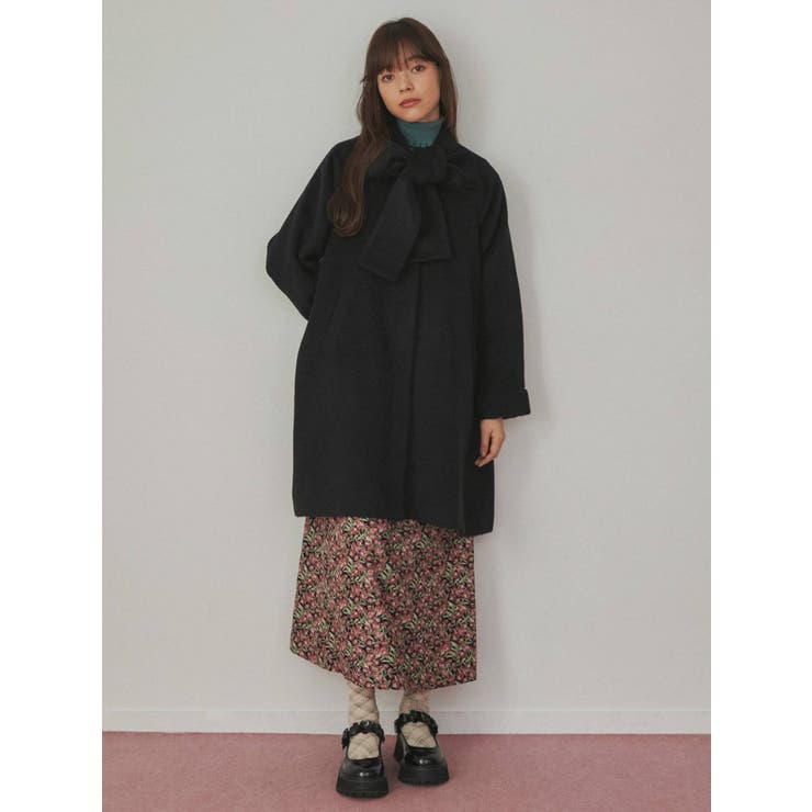 ブラック | タイリボンコート | merry jenny