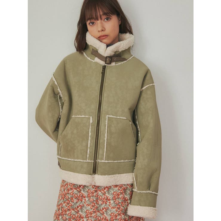 フェイクカラームートンジャケット[品番：MKSW0047068]｜merry jenny