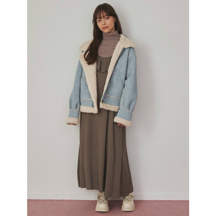 フェイクカラームートンジャケット[品番：MKSW0047068]｜merry jenny