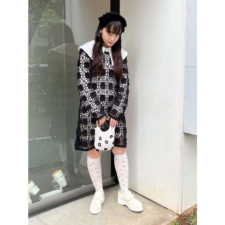 クロシェニットミニワンピース[品番：MKSW0045799]｜merry jenny 