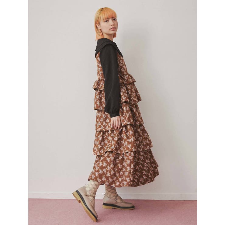 floral dotティアードジャンスカ[品番：MKSW0046087]｜merry jenny