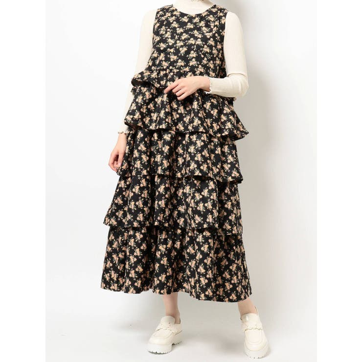 floral dotティアードジャンスカ[品番：MKSW0046087]｜merry jenny