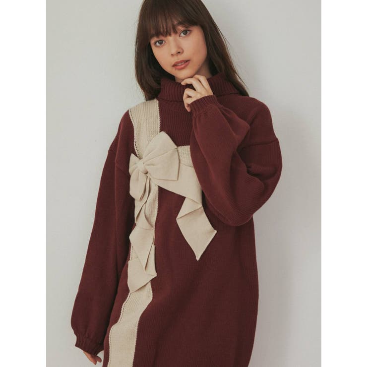 （新品）Marque de Fabrique ニットワンピ　リボン　サイズ40 新品）Marque de Fabrique ニットワンピ リボン サイズ40 - メルカリ