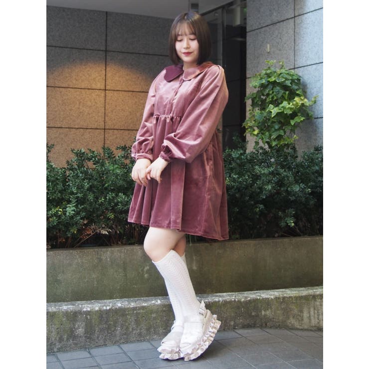merry jennyベロア ミニワンピース merry Jenny ベロアミニワンピース