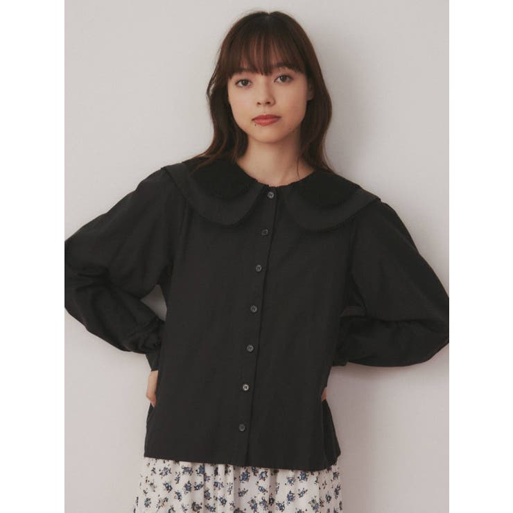 ラウンドダブルカラーブラウス[品番：MKSW0047072]｜merry jenny