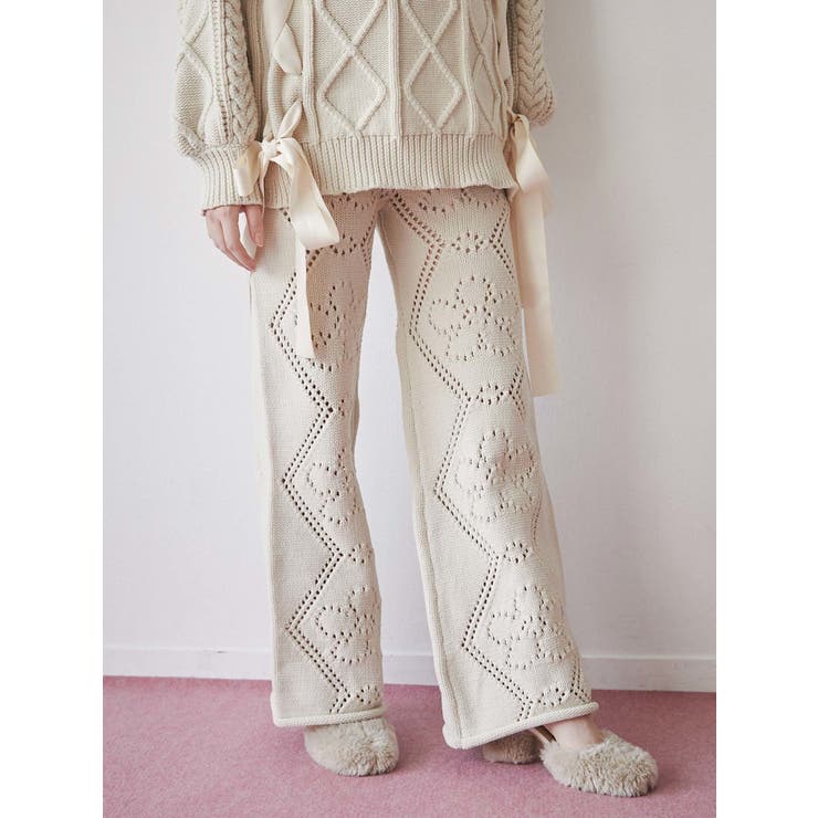 flower knit pants[品番：MKSW0045802]｜merry jenny（メリージェ二ー