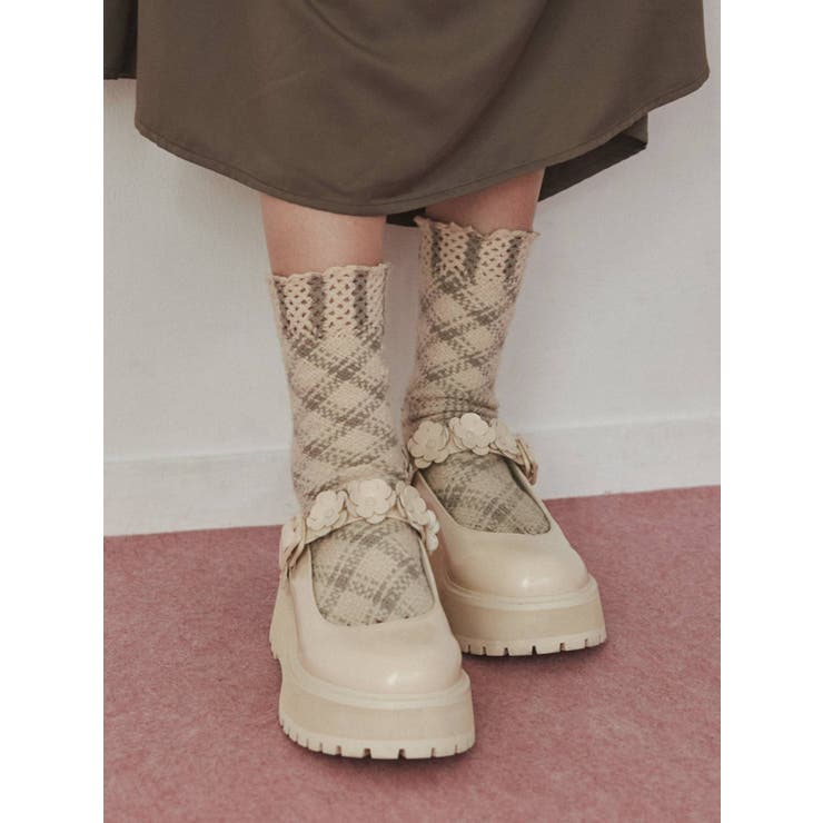 merry jenny / flowerストラップシューズ / ブラック / M flowerストラップシューズ[品番：MKSW0047416]｜merry jenny
