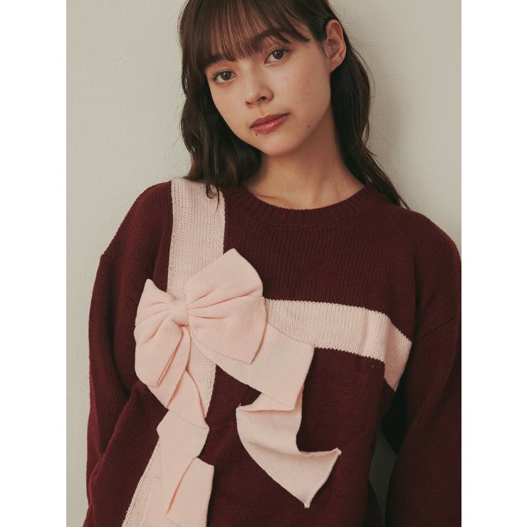 merry jenny プレゼントリボンニット（レッド）