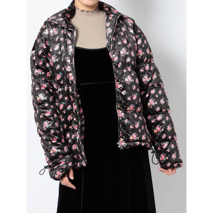 ブラック | floralベロアキルトジャケット | merry jenny