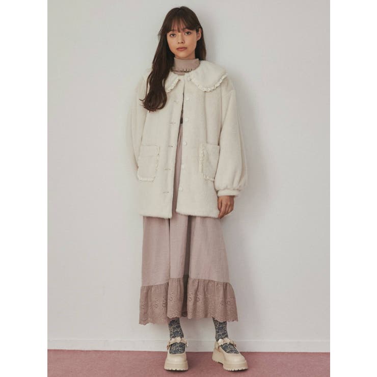 新品 merry jennyメリージェニー フリルフードフェイクファージャケット フリルフードフェイクファージャケット[品番：MKSW0053794