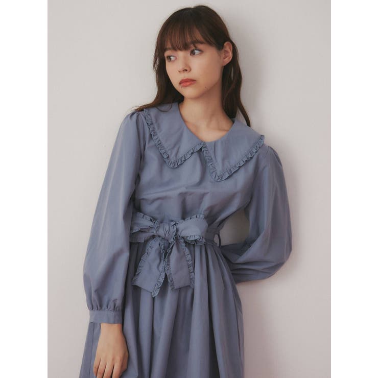 フリルリボンミニワンピース[品番：MKSW0048080]｜merry jenny