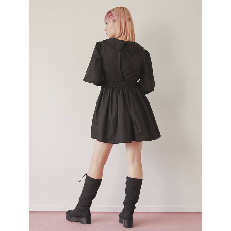 フリルリボンミニワンピース[品番：MKSW0048080]｜merry jenny