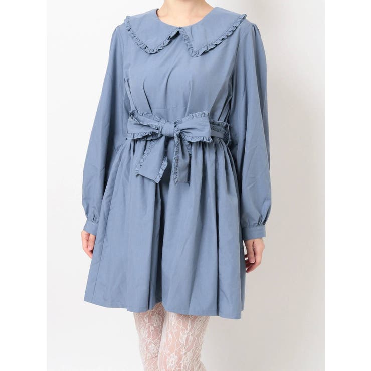 フリルリボンミニワンピース[品番：MKSW0048080]｜merry jenny