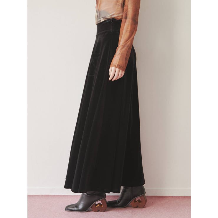 ハイウエストベロアロングスカート[品番：MKSW0047084]｜merry jenny