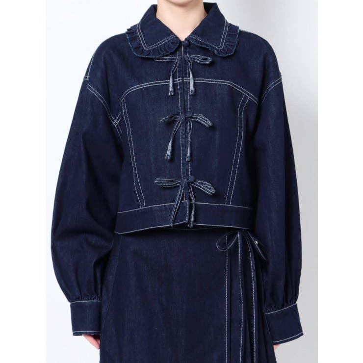 merry jenny メリージェニー リボン デニム ジャケット merry jenny（メリージェニー）の「デニムリボンジャケット