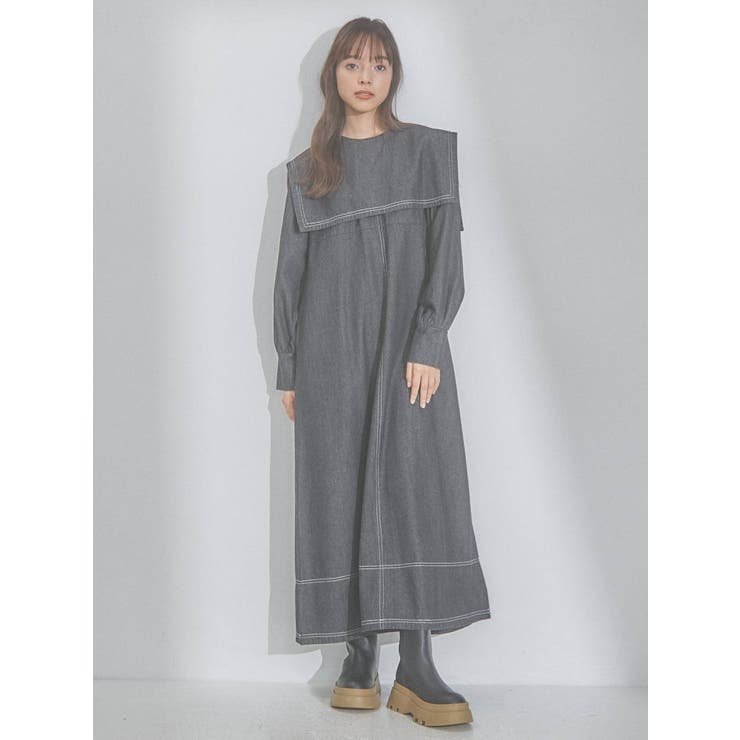 デニムセーラーワンピース[品番：MKSW0048629]｜merry jenny