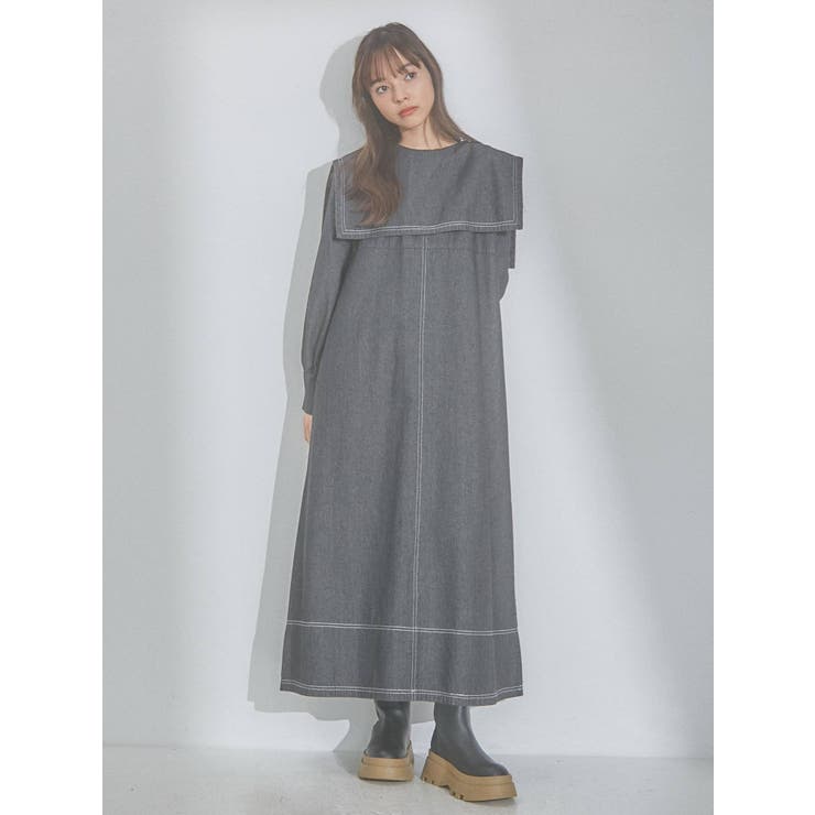 デニムセーラーワンピース[品番：MKSW0048629]｜merry jenny