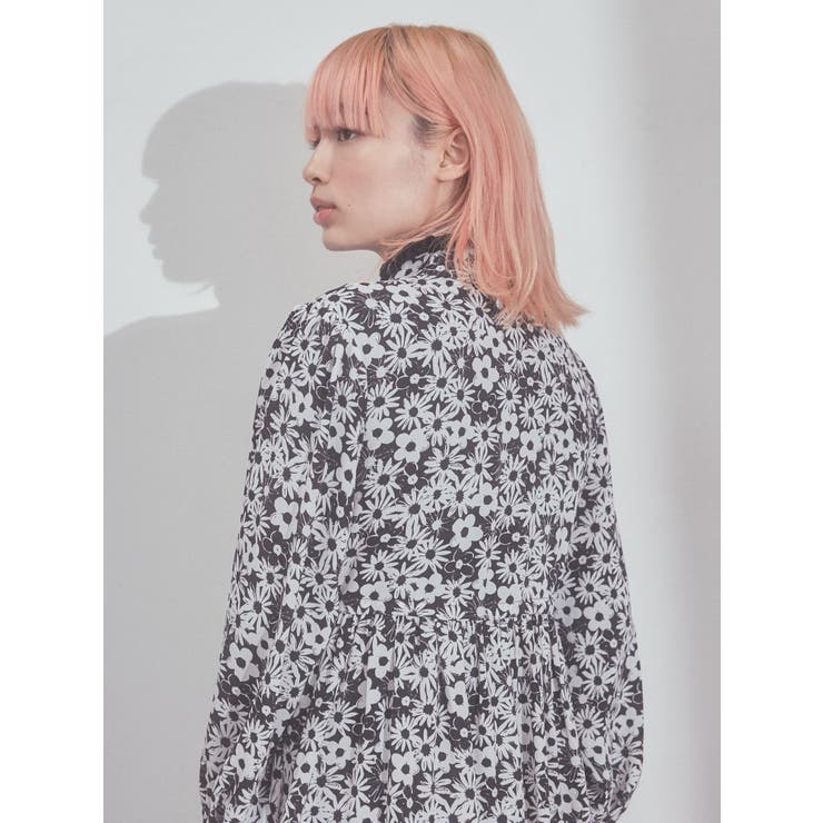 2トーンフラワーシャツワンピース[品番：MKSW0048632]｜merry