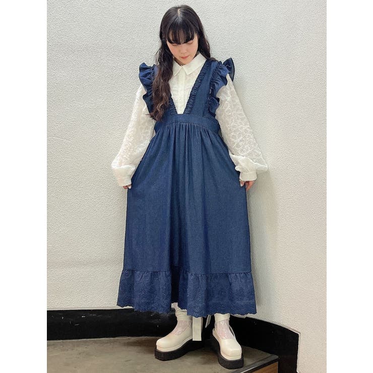 デニムフリルレイヤードワンピース[品番：MKSW0049996]｜merry