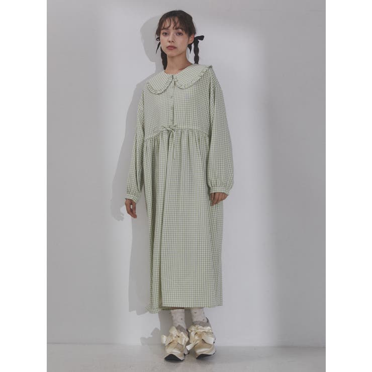 ＊新品タグ付 ＊merry jenny ワンピース merry jenny ロングbearジャガードシャツワンピース（ネイビー