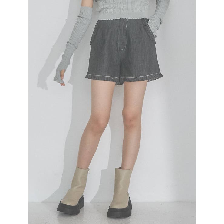 フリルデニムショートパンツ[品番：MKSW0048966]｜merry jenny