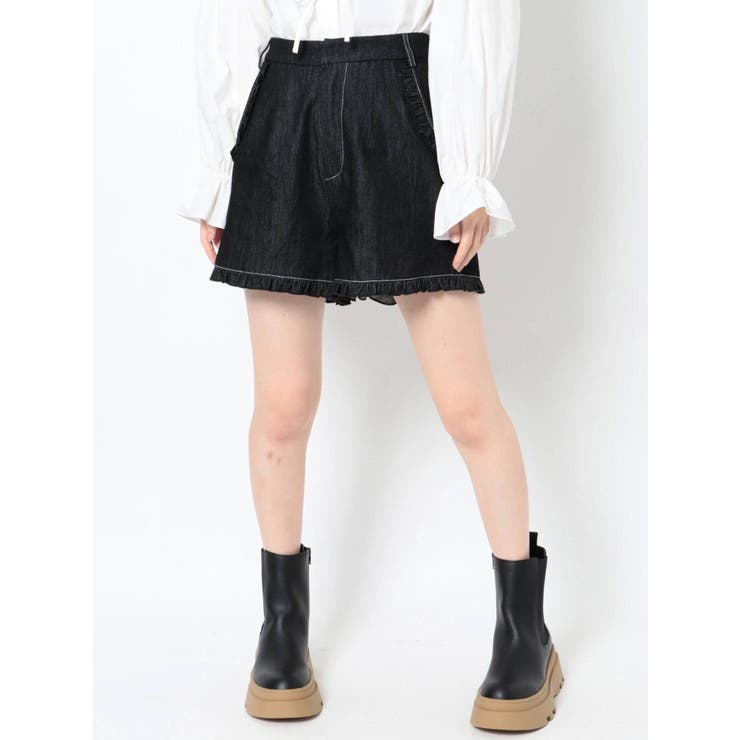 フリルデニムショートパンツ[品番：MKSW0048966]｜merry jenny