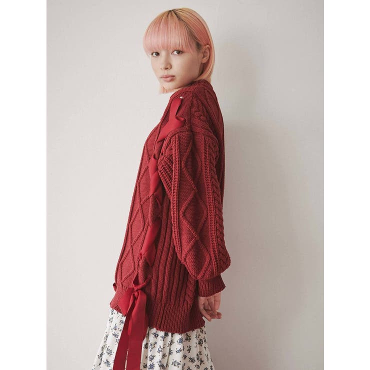 アイボリー】ribbon ribbon knit PO[品番：MKSW0048494]｜merry jenny