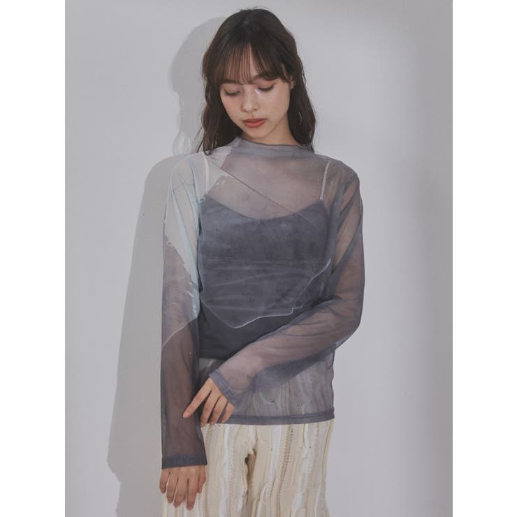 diaryシアーメッシュtops[品番：MKSW0049959]｜merry jenny