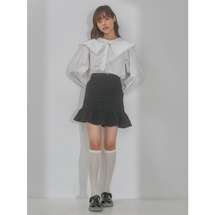 flowerフリルミニスカート[品番：MKSW0049965]｜merry jenny  