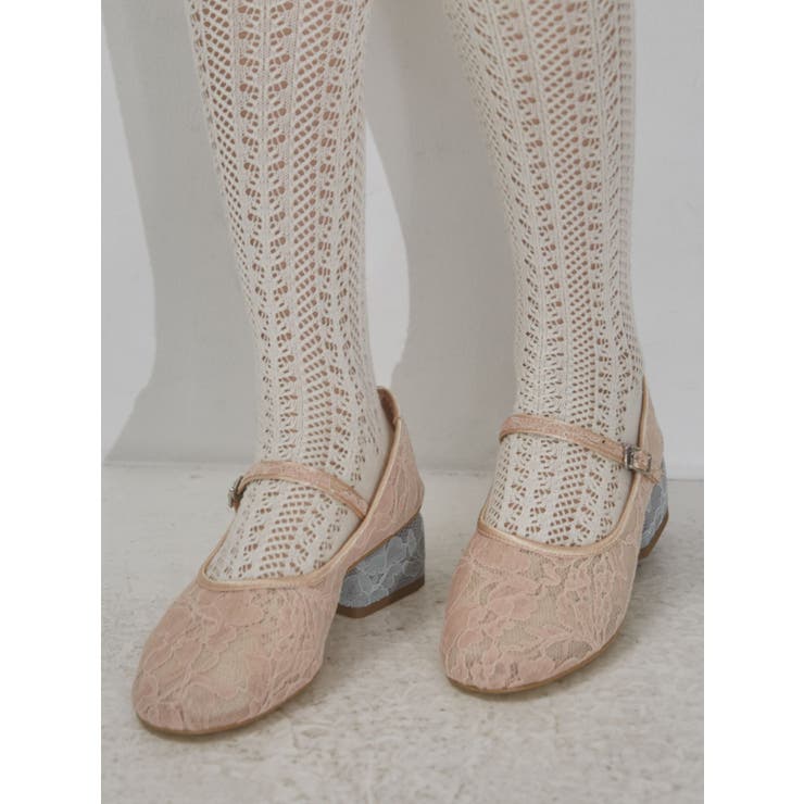新品未使用　Lサイズ　merry jenny fluffyレースアップパンプス merry jenny バレエシューズ パンプス レースアップギャザー厚底