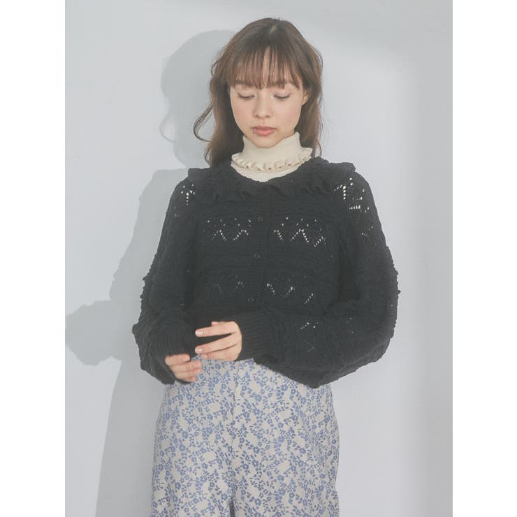 フリルカラーカーディガン[品番：MKSW0048980]｜merry jenny
