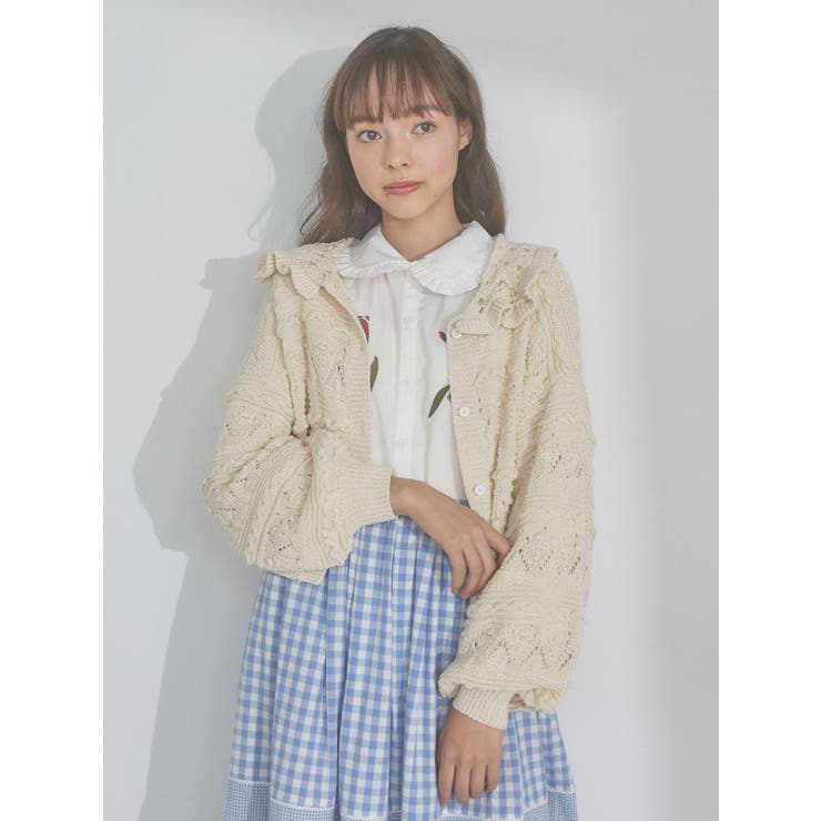 メリージェニー merry jenny シャーリングチュールニット