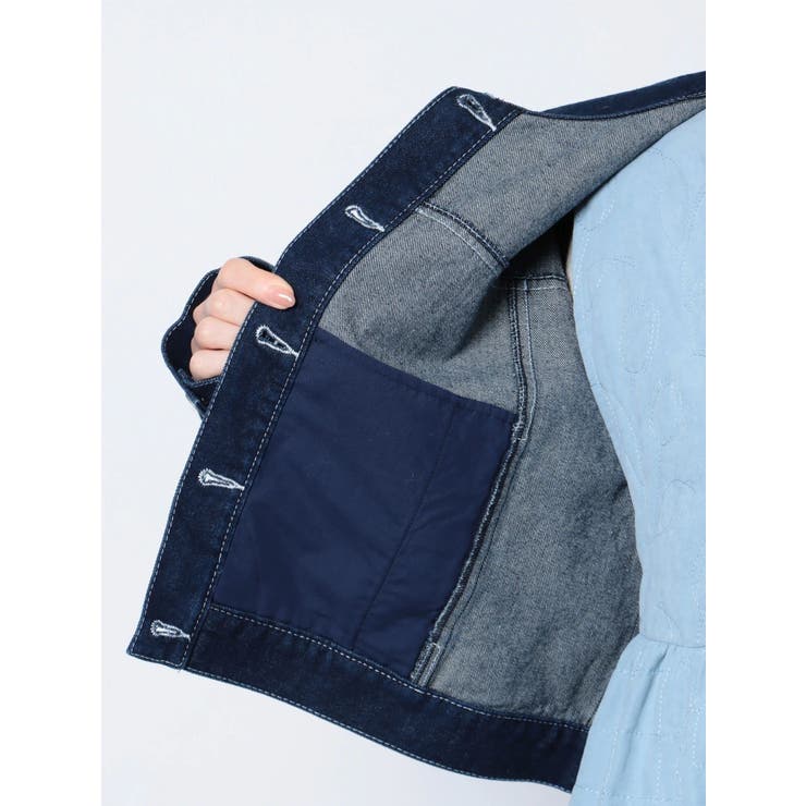 セットアップ着用可能】フリルカラーデニムジャケット[品番